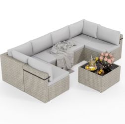 Brand new gray patio sectional set outdoor furniture