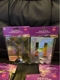Foil banner with string lights