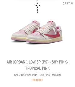 Nike Jordan 1 low travis Scott tropical pink preschool sneaker 2Y