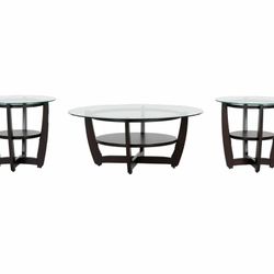3 PIECE ROUND COFFEE TABLE SET