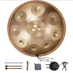 VEVOR Handpan Drum 22" and 9 Notes, D Minor Hand Drum Hand Pan Drum Instrument with Mallets, 440Hz Handpan Stand and Carry Bag