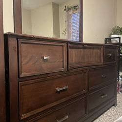 Dark Cherry Mahogany Wood 6 Piece Queen Bedroom Set 