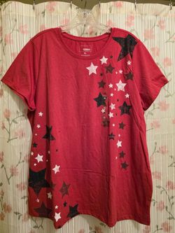 Sonoma Goods For Life T Shirt Womens X-Large XL Red USA Patriotic Stars NEW NWT