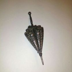 Vintage Sterling Silver Umbrella Pin Marked Lang