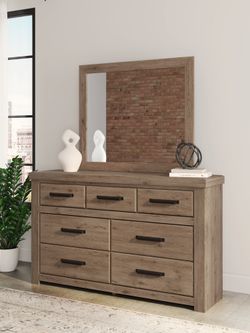 Oliandon Light Brown Dresser and Mirror