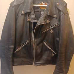 Vintage, Original Made In U S A Harley Davidson Biker Jacket, Sz Large, Only $129