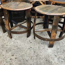 Custom 22" Authentic Bourbon Whiskey Barrel Side/End Tables