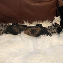 VTG Gucci Black Patent Leather GG Logo Monogram Sandals 