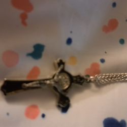 925 Silver And Marble Crucifix Pendant 