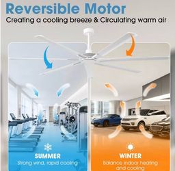 84-inch industrial ceiling fans without lights, white
