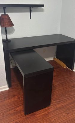 Large Black-Brown Desk with Pull-Out Panel – Local Delivery for a Fee - See My Other Items 😀