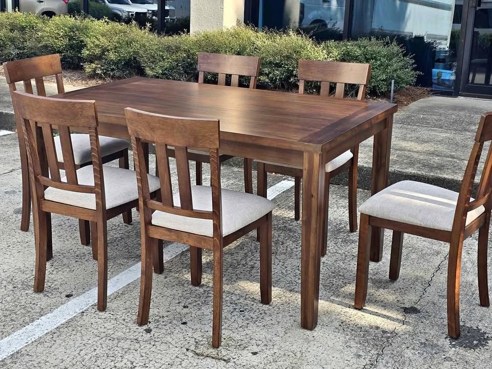 Brand New Brown Wooden Dining Table Set - Same Day Delivery