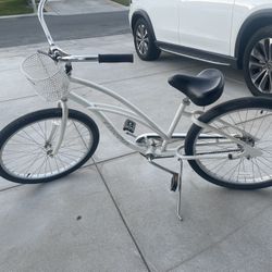White Electra Bike With Basket 