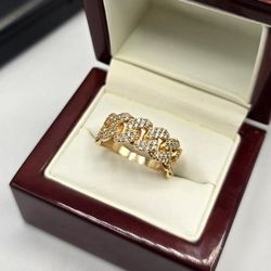 Solid 14kt Gold Cuban Link Ring Anillo Cubano De Oro Solido 14kt