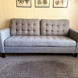 Mayview Carraway 76" Upholstered Sofa with Tufting, Gray