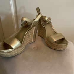 Prada Gold Wedges