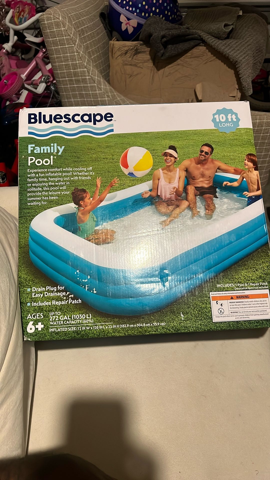 Family 10ft Pool Never Been Used Holds Up To 272 Gal
