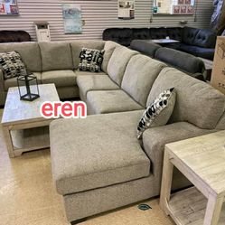 $10 Payment 👌Ballinasloe Smoke/Platinum LAF/RAF Sectional🦋Ottoman/Recliner Available🦋