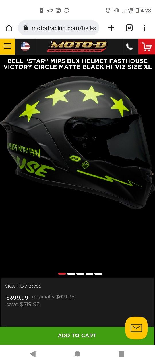 BELL "STAR" MIPS DLX HELMET FASTHOUSE VICTORY CIRCLE MATTE BLACK HI-VIZ SIZE XL