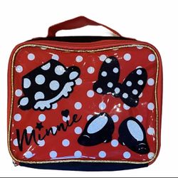 Disney Minnie Mouse Lunch Bag Box Bling Red Black White