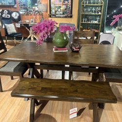Live Edge 71” Dining Table/ Solid Wood Dining Table