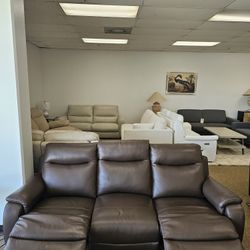 100% Leather Reclining Sofa- Kolson 