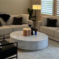 Restoration Hardware - Marble Plinth Coffee Table/Bezier TV Console/Plinth Side Tbl