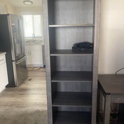 2 Cases With Bookshelves  Sold Separately Or Together. Together Selling For $170 Or Selling Separately Asking $95. 00, They are  Gray Wood  Color.