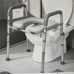 Raised adjustable toilet seat, assist chair