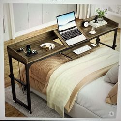 Overbed Table With Wheels And Charging Station-New