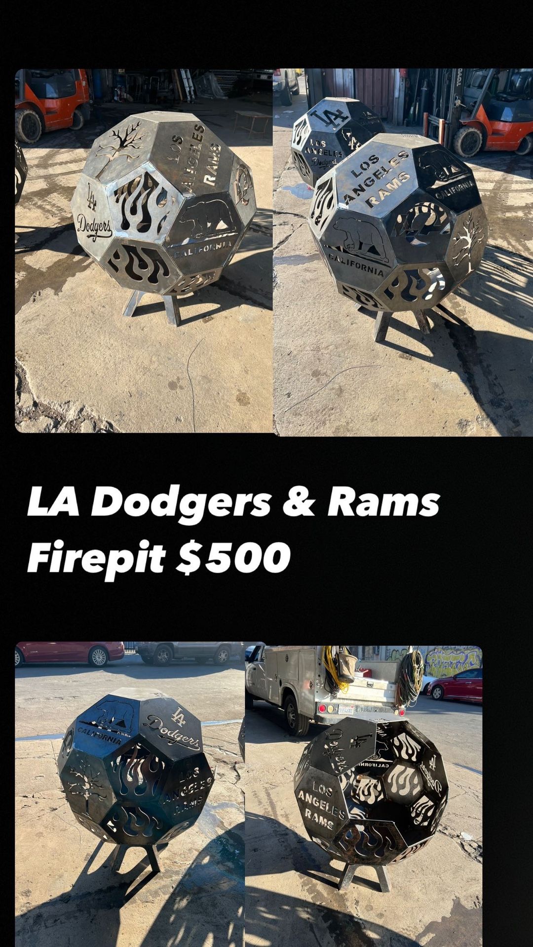 LA Dodgers and Rams Firepit