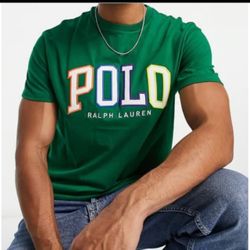 Polo Ralph Lauren GREEN Classic Multicolor “POLO” Logo Short Sleeve T Shirt (Green) 2XL 