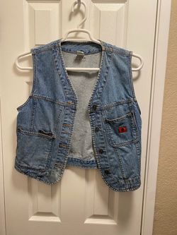 Vintage Denim Jean Vest with Pockets
