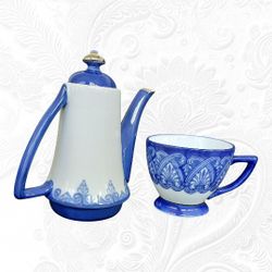 Bombay Company China Blue and White Porcelain Arabesque Tile Pattern Sliver Trim