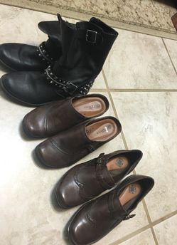 Size 7.5/ 8.5/ long boots size 8.5 all in good condition very comfortable shoes