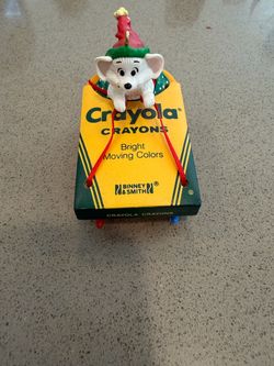 Vintage Crayola Crayons Mouse Elf Christmas Ornament