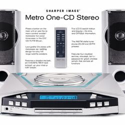 Sharper Image Metro One-CD Stereo Cassette/AM/FM/Audio in Player w/Satellite speakers & Remote (In box Never used) Call (contact info removed)