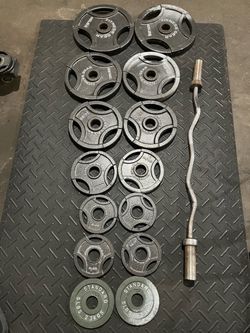 Olympic Weights with Olympic Curling Bar