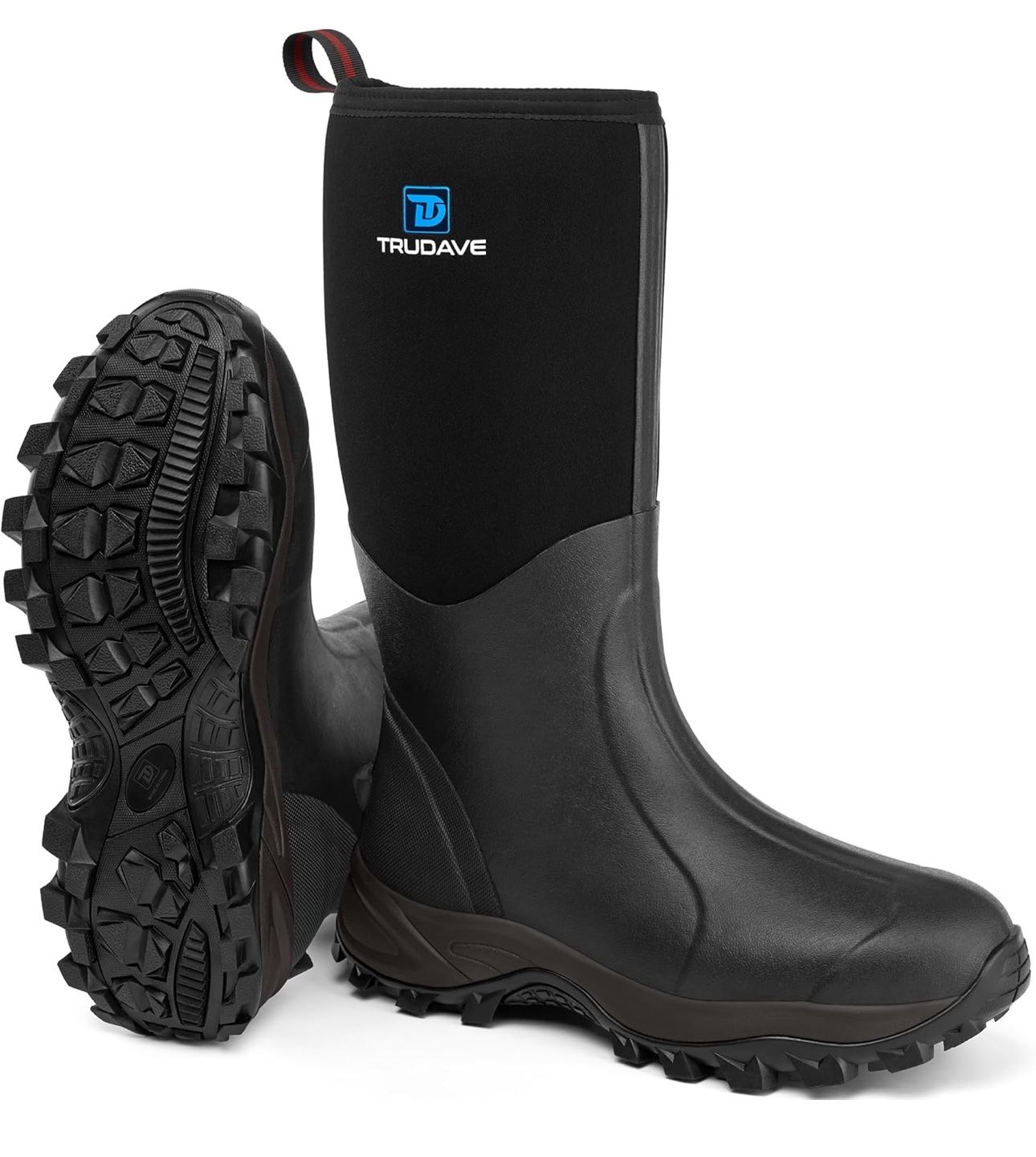 Size 12 Rubber Boots for Men & Women with Steel Shank, Reliable 6mm Neoprene Waterproof Insulated Rain Boots, Warm Anti-slip High Traction Multi-seaso