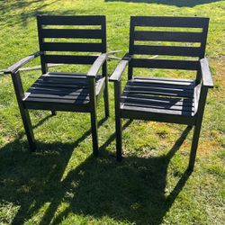 Outdoor Wood Black Chairs