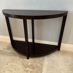 modern espresso wood console table with a half-moon design - 43” x 16” x 30” 