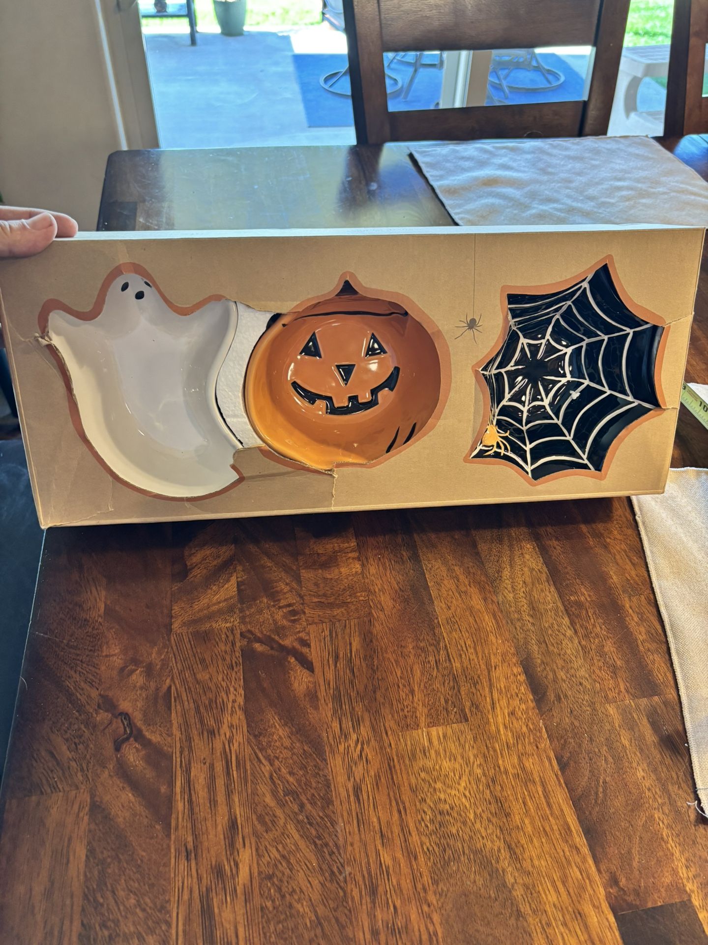 Pottery Barn Vintage Halloween Candy Dish Small Serving Bowls Ghost Web Pumpkin