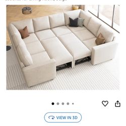 Honbay beige sleeper sectional couch
