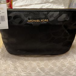Brand New MK Penny Travel Black Leopard Print Makeup Bag/Pick Up Only 77090 Area