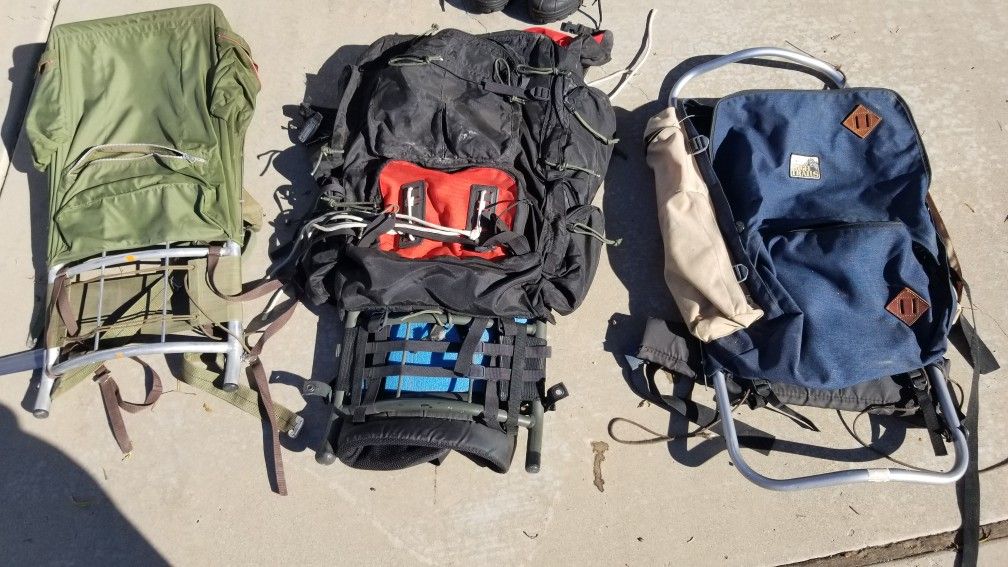 3 backpacking packs.