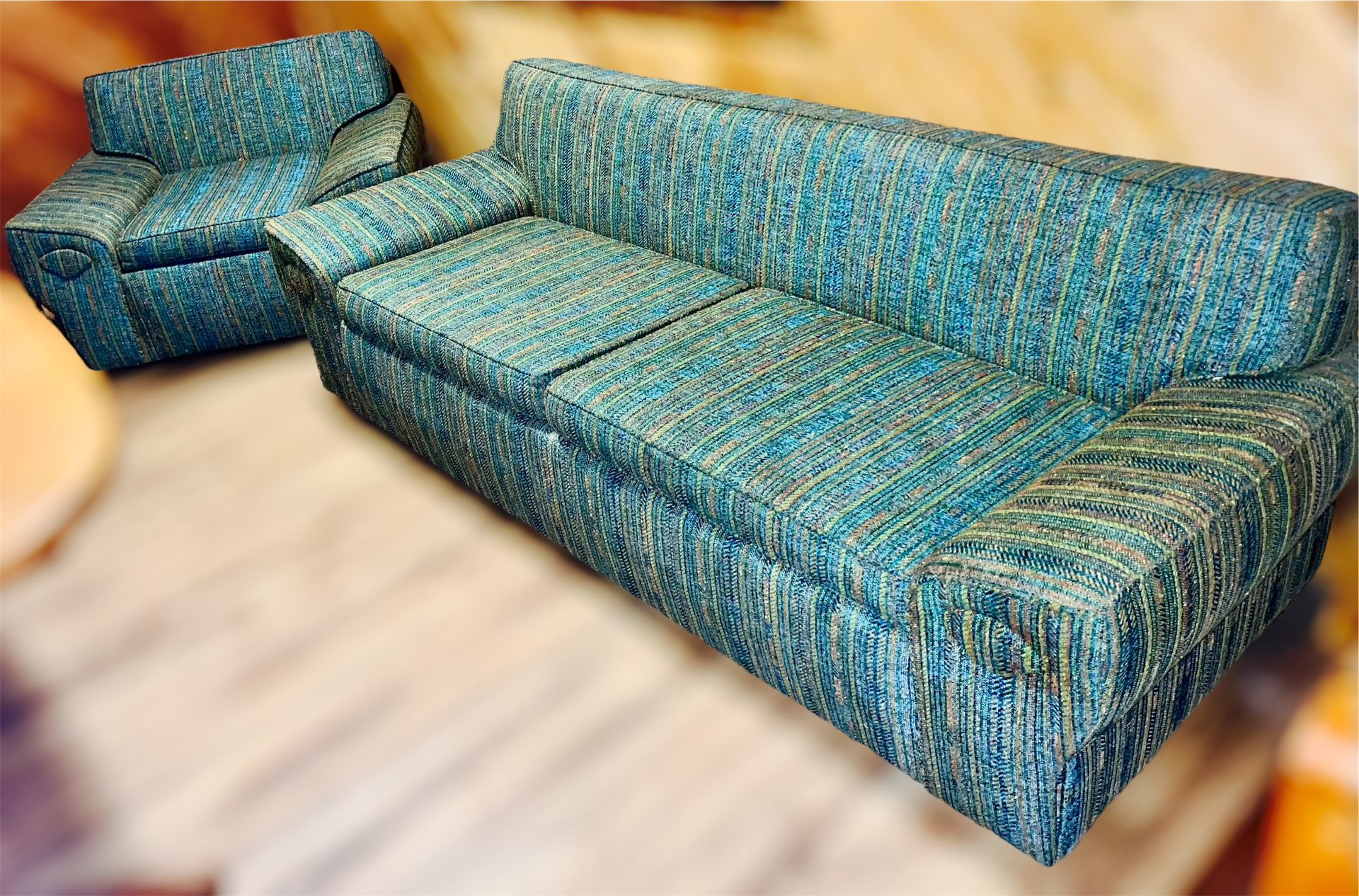 One Of A Kind Mid Century Modern Couch & Oversized Chair