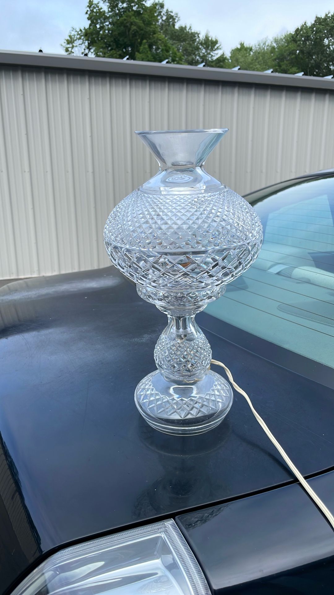 Waterford Crystal Hurricane Lighted Lamp - Signed / Etched Waterford TODAY ONLY $85.00