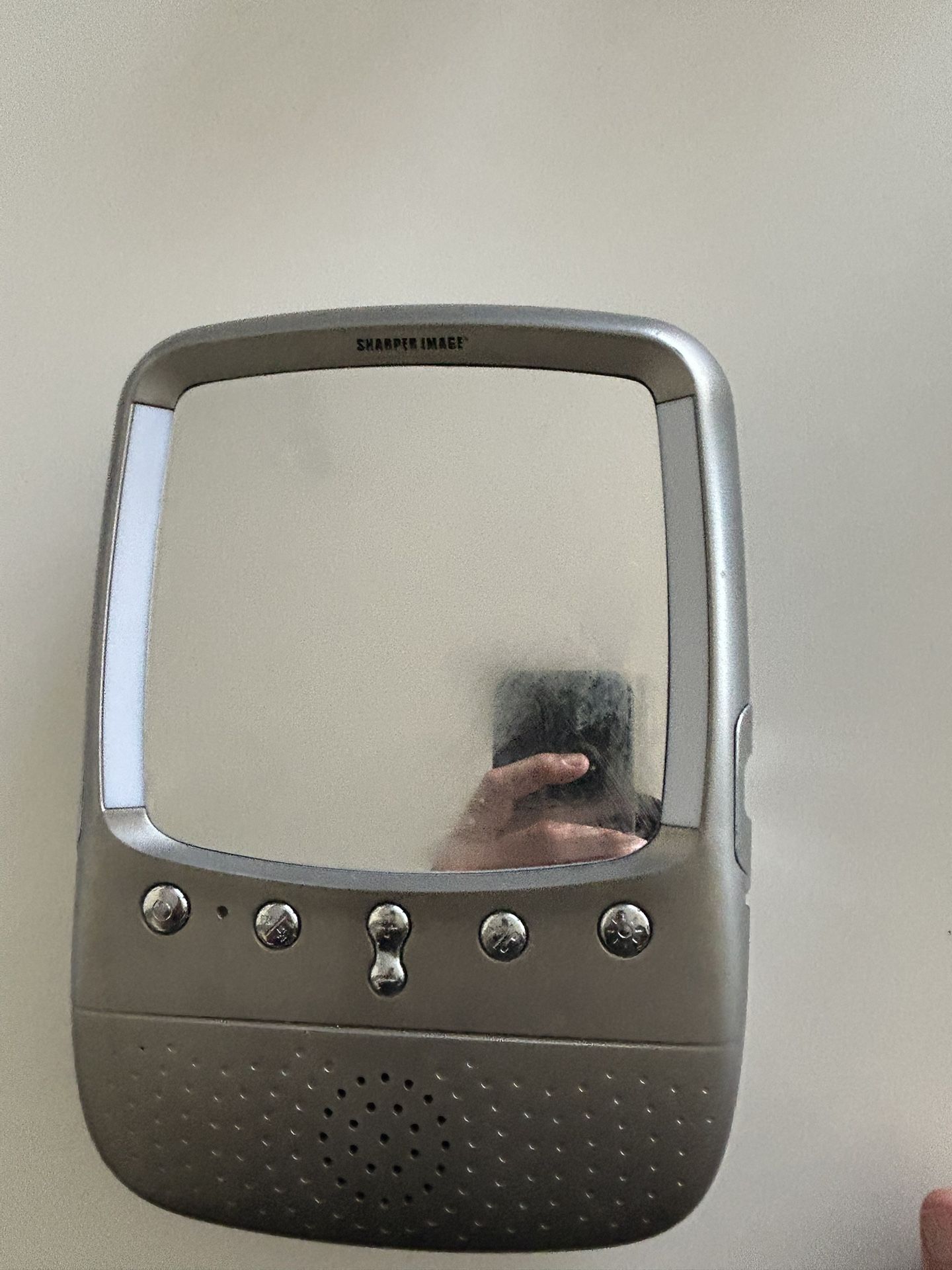 Sharper Image Shower Mirror for Shaving with Bluetooth Speaker, Radio, Light & Mirror