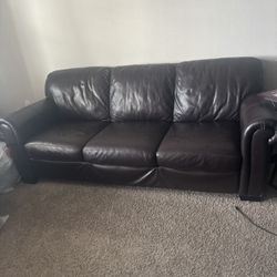 BROWN  LEATHER COUCH