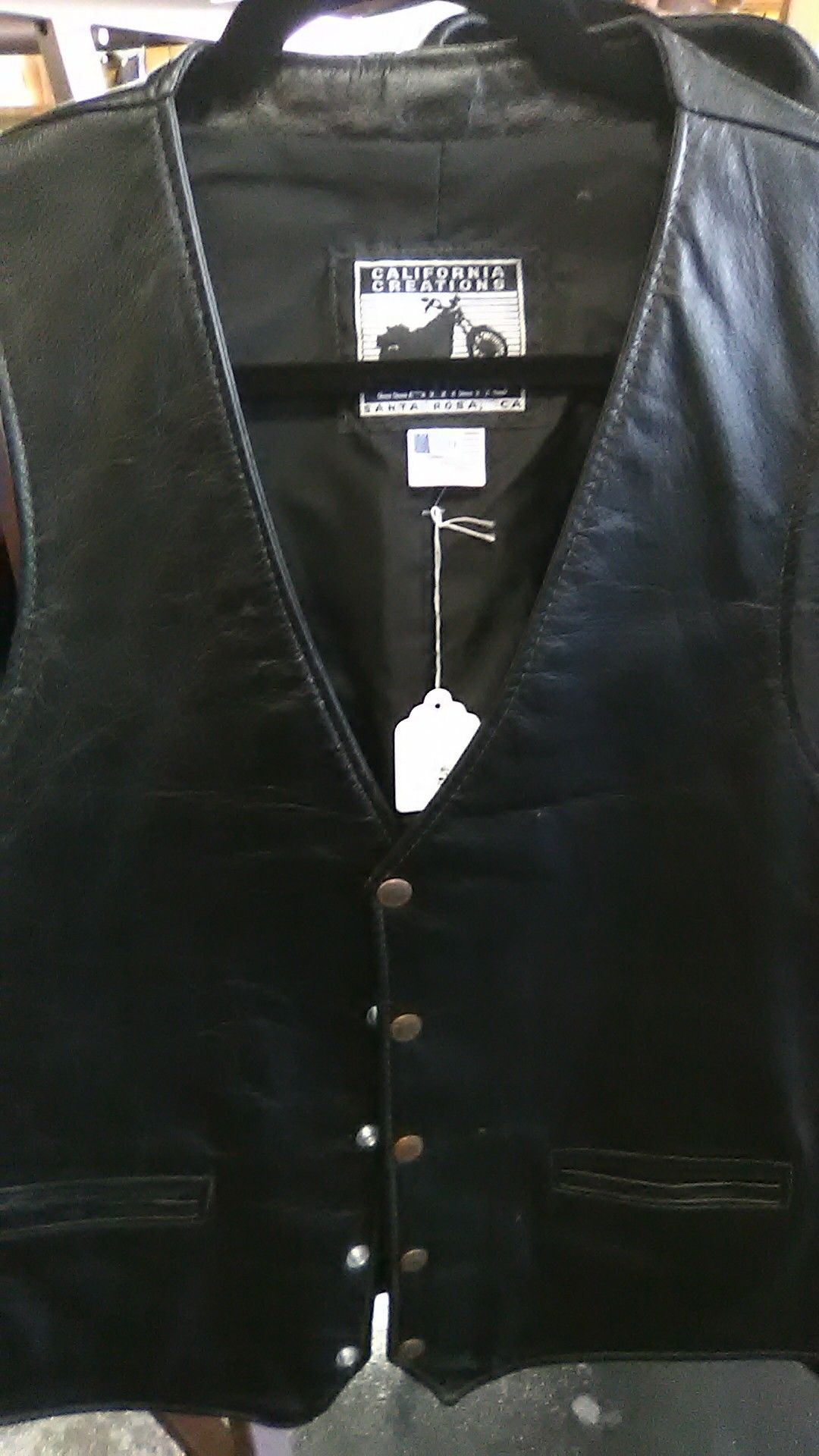 Leather motorcycle men's vest sz 50